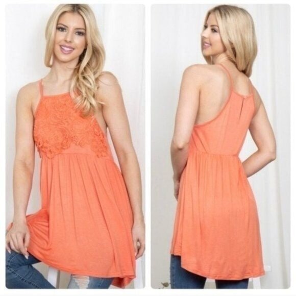 CORAL CROCHET CAMI TOP-NEW - Picture 1 of 6